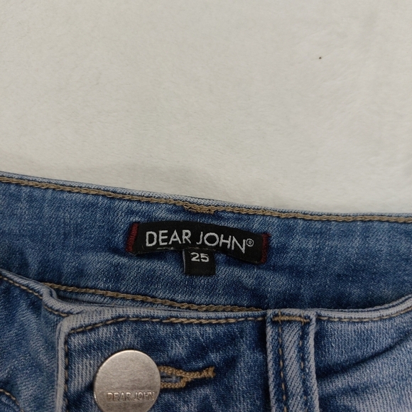 DEAR JOHN JEANS WOMENS BLUE DENIM MID RISE CASUAL SUMMER SHORTS SIZE 25 - Picture 2 of 7